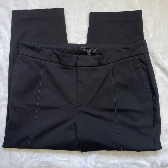 Eloquii Women's Front Stripe Textured Black Skinny Dress Pants Size 18 Short - Picture 4 of 12